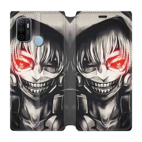 Housse Cuir Portefeuille Pour Oppo A53 / A53S Manga Kaneki Noir