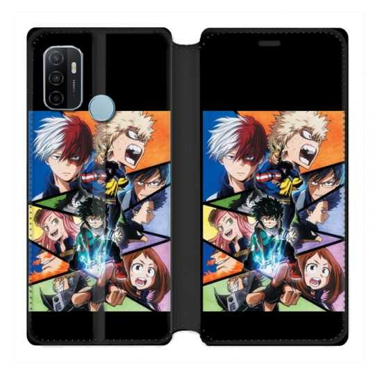 Housse Cuir Portefeuille Pour Oppo A53 / A53S Manga My Hero Academia Noir