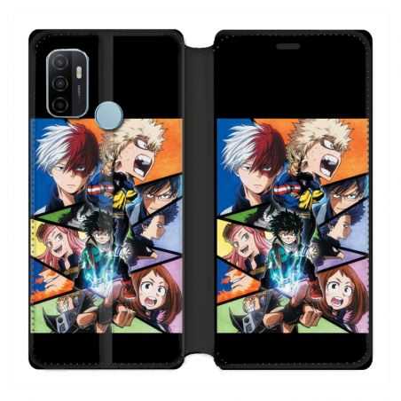 Housse Cuir Portefeuille Pour Oppo A53 / A53S Manga My Hero Academia Noir