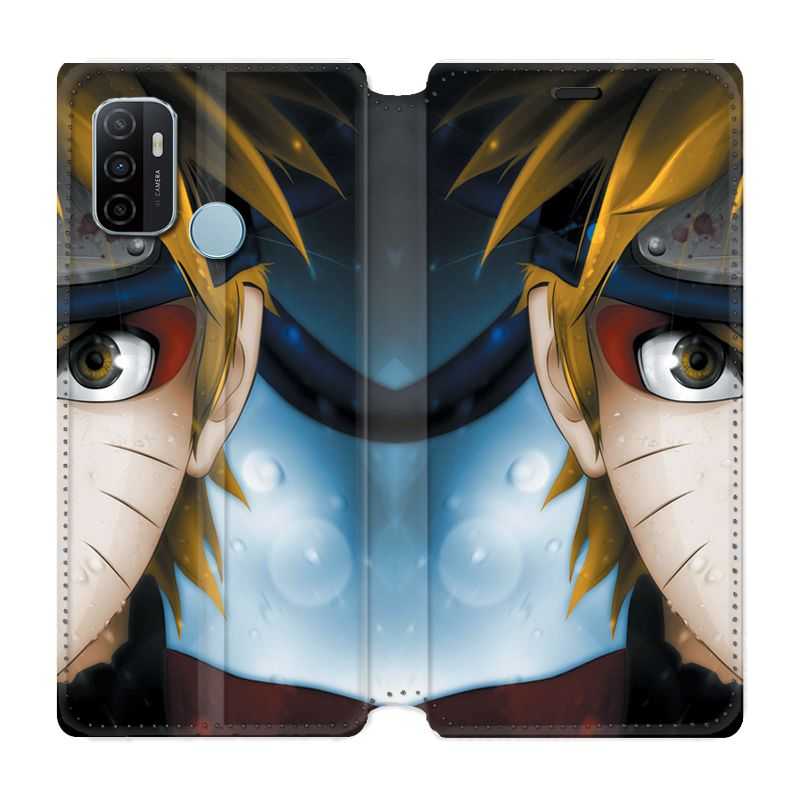 Housse Cuir Portefeuille Pour Oppo A53 / A53S Manga Naruto Blanc