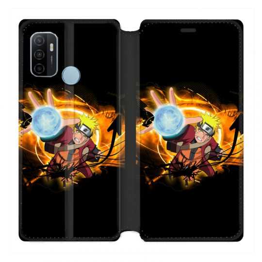 Housse Cuir Portefeuille Pour Oppo A53 / A53S Manga Naruto Noir