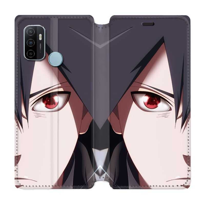 Housse Cuir Portefeuille Pour Oppo A53 / A53S Manga Naruto Sasuke visage