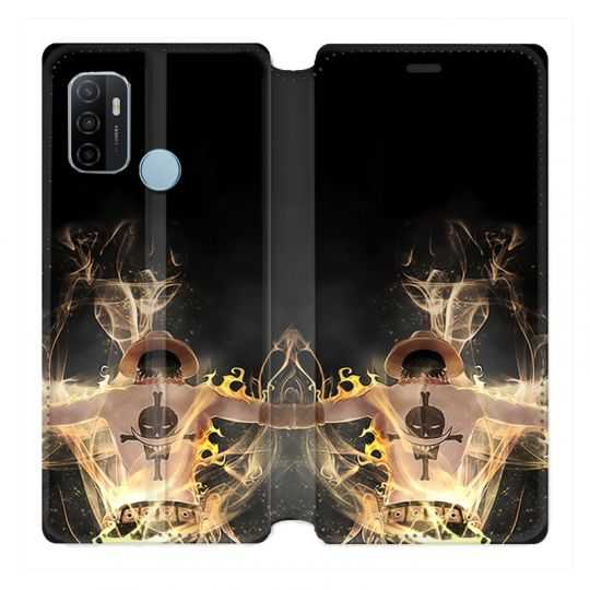Housse Cuir Portefeuille Pour Oppo A53 / A53S Manga One Piece Ace Noir