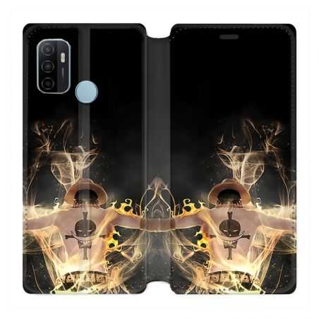 Housse Cuir Portefeuille Pour Oppo A53 / A53S Manga One Piece Ace Noir