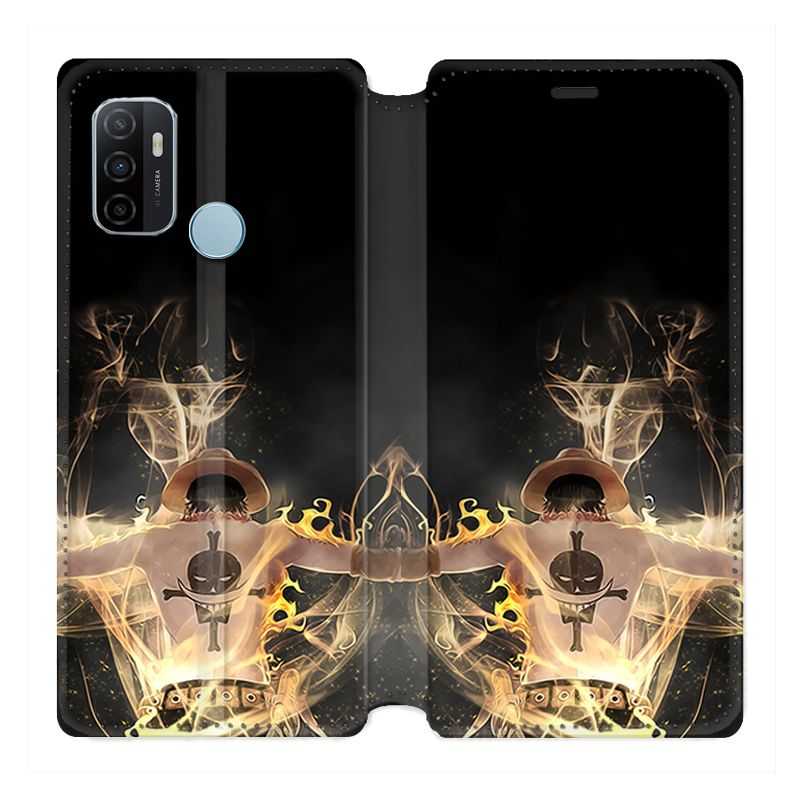 Housse Cuir Portefeuille Pour Oppo A53 / A53S Manga One Piece Ace Noir