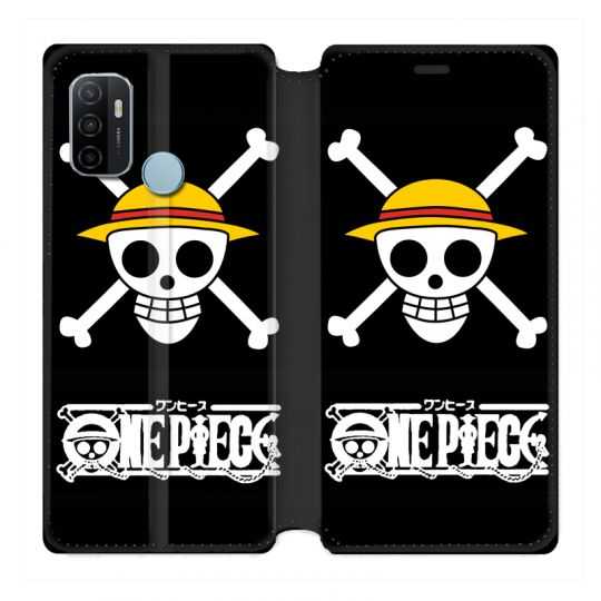 Housse Cuir Portefeuille Pour Oppo A53 / A53S Manga One Piece Tete de Mort