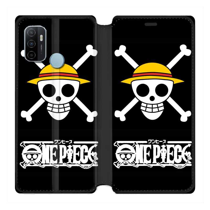 Housse Cuir Portefeuille Pour Oppo A53 / A53S Manga One Piece Tete de Mort
