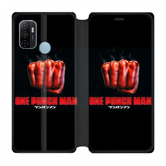 Housse Cuir Portefeuille Pour Oppo A53 / A53S Manga One Punch Man Poing