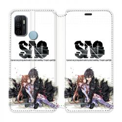 Housse Cuir Portefeuille Pour Oppo A53 / A53S Manga SAO sword Art Online Blanc