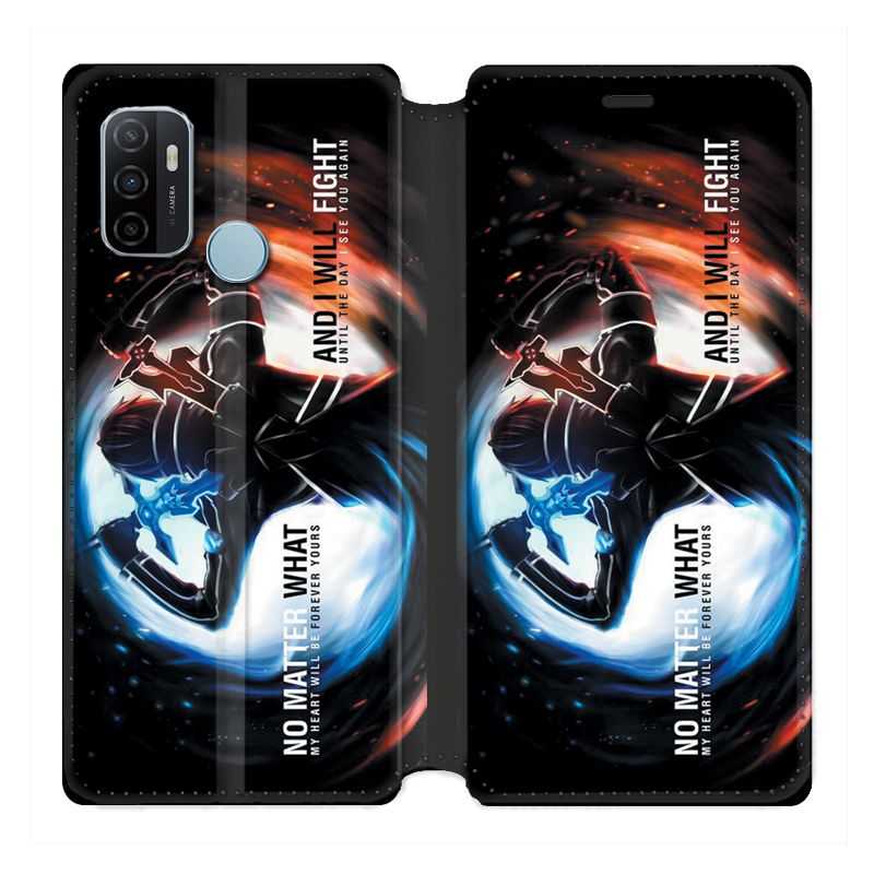 Housse Cuir Portefeuille Pour Oppo A53 / A53S Manga SAO sword Art Online Fight