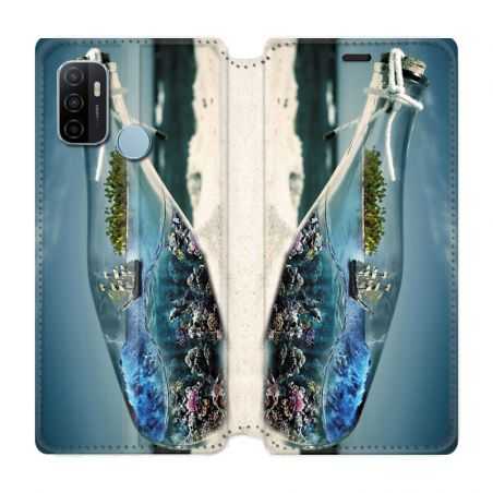 Housse Cuir Portefeuille Pour Oppo A53 / A53S Mer Bouteille