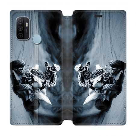 Housse Cuir Portefeuille Pour Oppo A53 / A53S Moto Quad