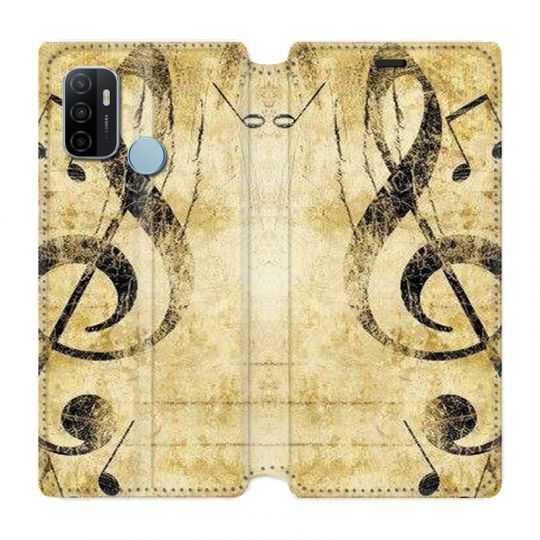 Housse Cuir Portefeuille Pour Oppo A53 / A53S Musique Clé Sol Vintage