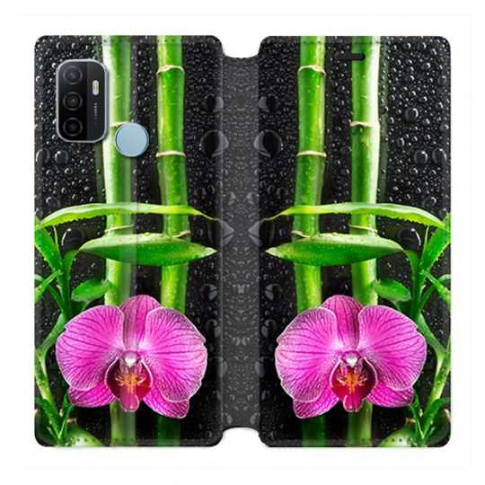 Housse Cuir Portefeuille Pour Oppo A53 / A53S Orchidee Bambou
