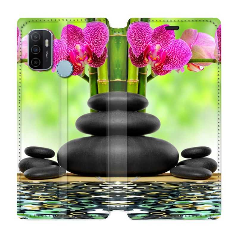 Housse Cuir Portefeuille Pour Oppo A53 / A53S Orchidee Eau