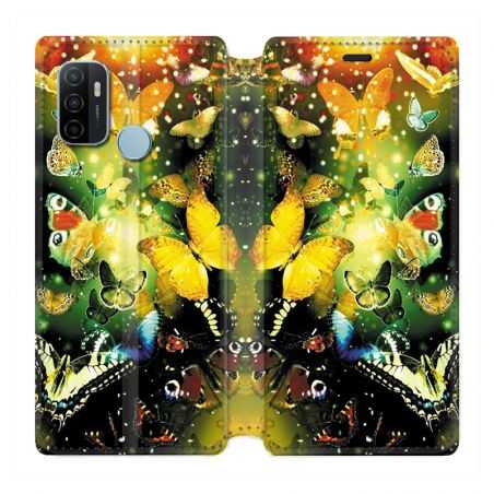 Housse Cuir Portefeuille Pour Oppo A53 / A53S Papillon Jaune
