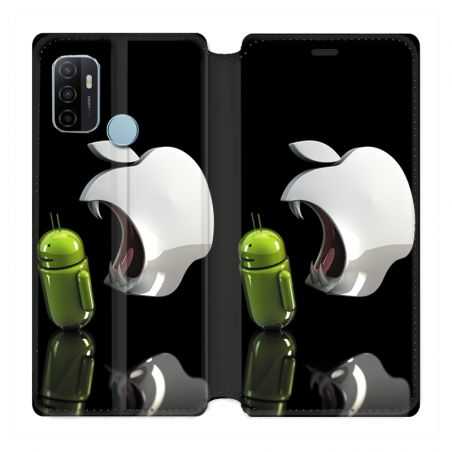 Housse Cuir Portefeuille Pour Oppo A53 / A53S Pomme Dent