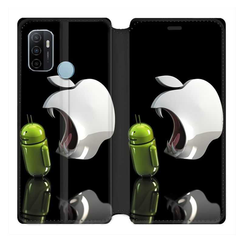 Housse Cuir Portefeuille Pour Oppo A53 / A53S Pomme Dent