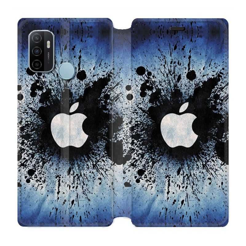 Housse Cuir Portefeuille Pour Oppo A53 / A53S Pomme Eclaboussure