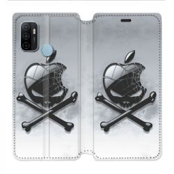 Housse Cuir Portefeuille Pour Oppo A53 / A53S Pomme Tete Mort