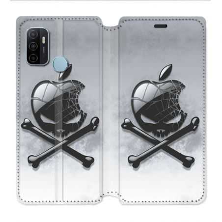 Housse Cuir Portefeuille Pour Oppo A53 / A53S Pomme Tete Mort