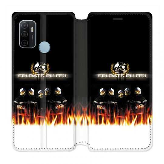 Housse Cuir Portefeuille Pour Oppo A53 / A53S Pompier Soldat
