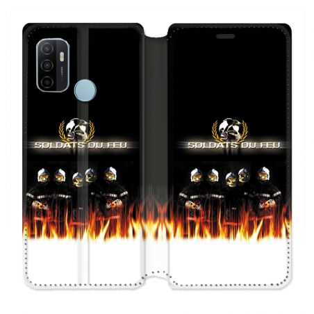 Housse Cuir Portefeuille Pour Oppo A53 / A53S Pompier Soldat