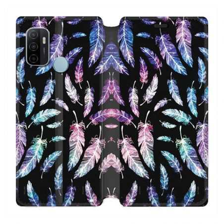 Housse Cuir Portefeuille Pour Oppo A53 / A53S Psychedelic Plume