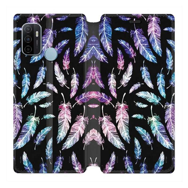 Housse Cuir Portefeuille Pour Oppo A53 / A53S Psychedelic Plume