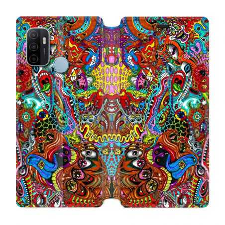 Housse Cuir Portefeuille Pour Oppo A53 / A53S Psychedelic Yeux