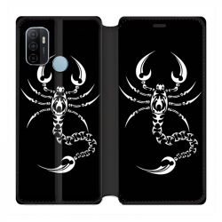 Housse Cuir Portefeuille Pour Oppo A53 / A53S Scorpion Noir