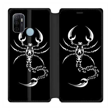 Housse Cuir Portefeuille Pour Oppo A53 / A53S Scorpion Noir