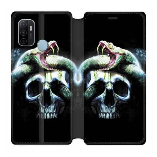 Housse Cuir Portefeuille Pour Oppo A53 / A53S serpent Crane
