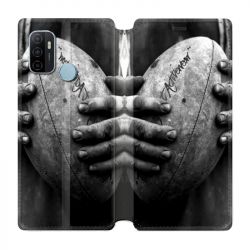Housse Cuir Portefeuille Pour Oppo A53 / A53S Rugby Ballon Vintage