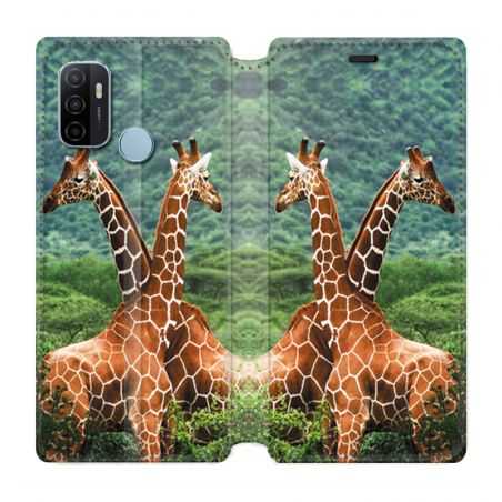 Housse Cuir Portefeuille Pour Oppo A53 / A53S Savane Girafe Duo