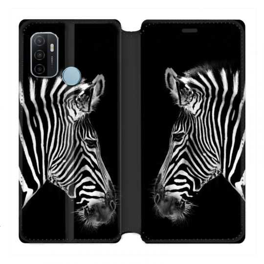Housse Cuir Portefeuille Pour Oppo A53 / A53S Savane Zebra