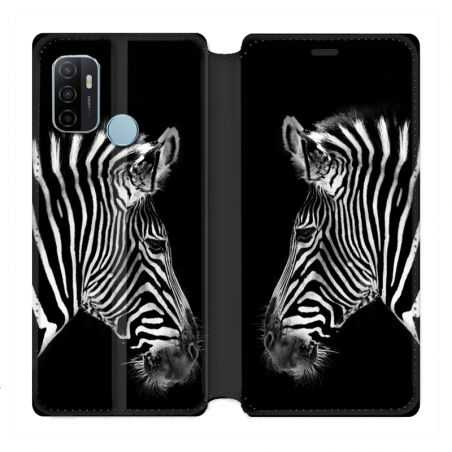Housse Cuir Portefeuille Pour Oppo A53 / A53S Savane Zebra