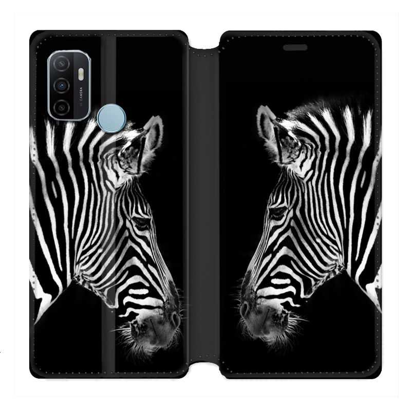 Housse Cuir Portefeuille Pour Oppo A53 / A53S Savane Zebra