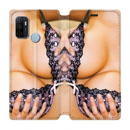 Housse Cuir Portefeuille Pour Oppo A53 / A53S Sexy Boobs