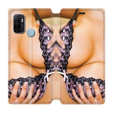 Housse Cuir Portefeuille Pour Oppo A53 / A53S Sexy Boobs