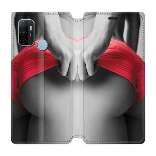 Housse Cuir Portefeuille Pour Oppo A53 / A53S Sexy Tanga Rouge