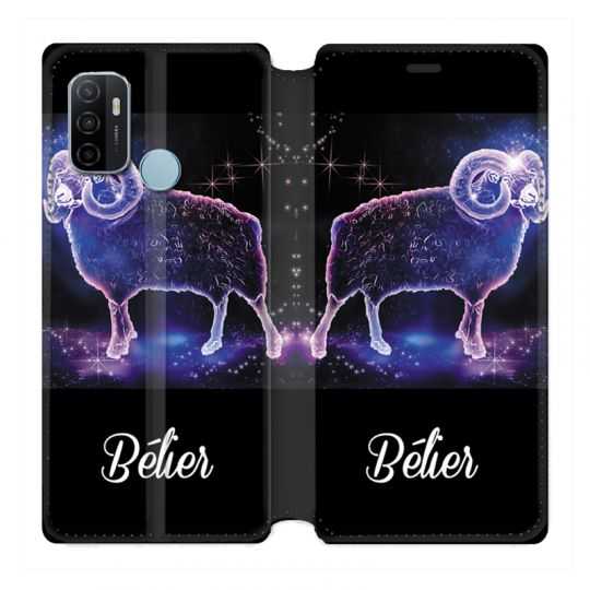 Housse Cuir Portefeuille Pour Oppo A53 / A53S Signe Zodiaque 2 Bélier