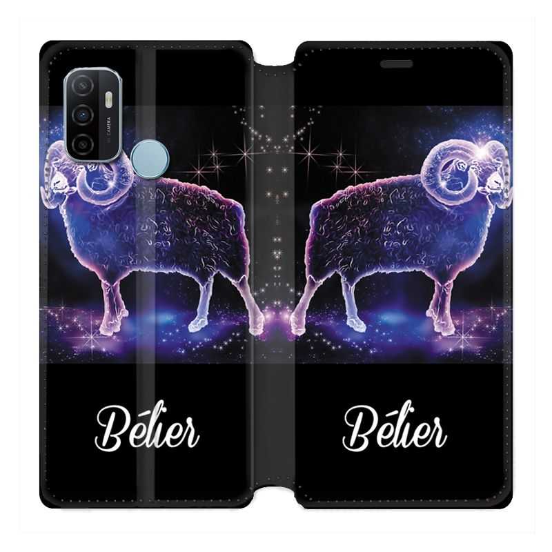 Housse Cuir Portefeuille Pour Oppo A53 / A53S Signe Zodiaque 2 Bélier