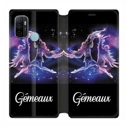 Housse Cuir Portefeuille Pour Oppo A53 / A53S Signe Zodiaque 2 Gémeaux
