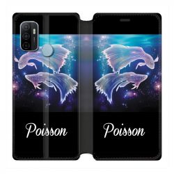 Housse Cuir Portefeuille Pour Oppo A53 / A53S Signe Zodiaque 2 Poisson