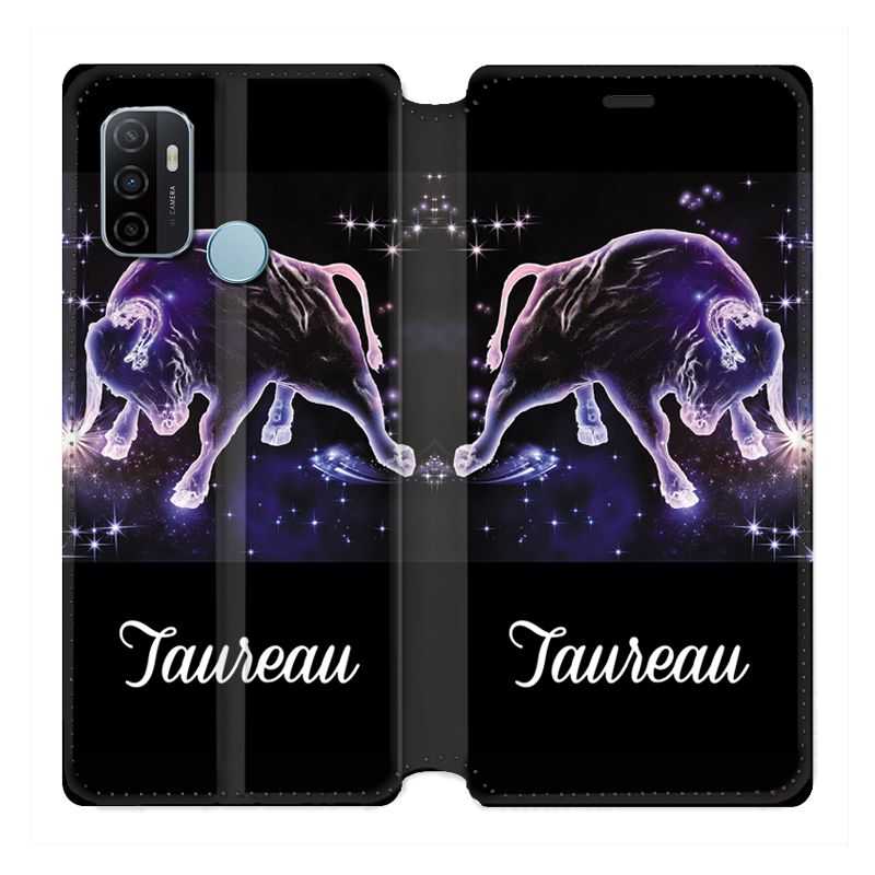 Housse Cuir Portefeuille Pour Oppo A53 / A53S Signe Zodiaque 2 Taureau