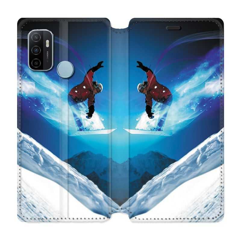 Housse Cuir Portefeuille Pour Oppo A53 / A53S Snowboard Saut