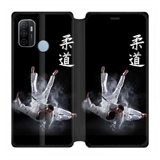 Housse Cuir Portefeuille Pour Oppo A53 / A53S Judo Noir