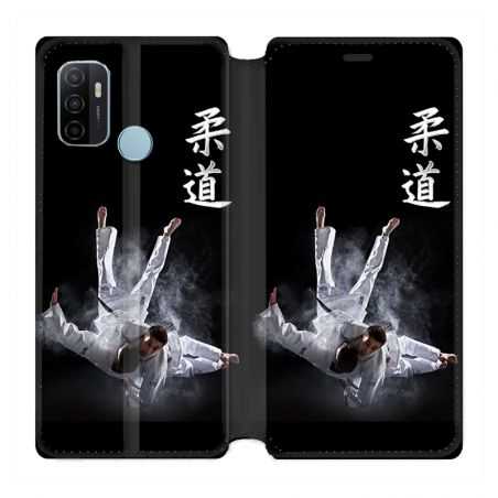 Housse Cuir Portefeuille Pour Oppo A53 / A53S Judo Noir