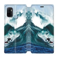 Housse Cuir Portefeuille Pour Oppo A53 / A53S Surf Vague